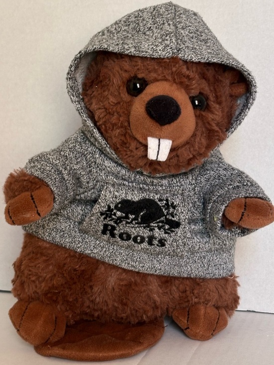 Roots Other - Roots Beaver Plush Toy Wearing Grey Hoodie Stuffed Animal Canada